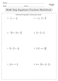 Multi Step Equations Worksheets Math
