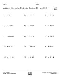 1 Step Addition Subtraction Equations