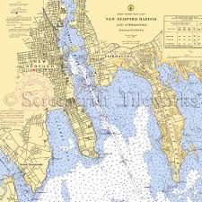 Massachusetts New Bedford Fairhaven Nautical Chart Decor