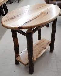 Rustic Hickory Oval Chairside End Table