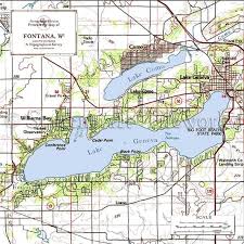 Wisconsin Fontana Lake Geneva Nautical Chart Decor In