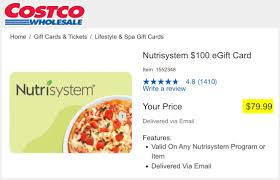 costco nutrisystem gift cards on