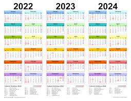 2022 2024 three year calendar free