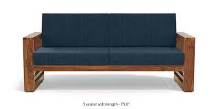 Design your own special look like the one you see in this picture. Parsons Wooden Sofa Teak Finish Indigo Blue Urban Ladder