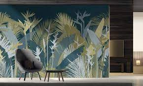 Dark Tropical Leaves Wall Mural