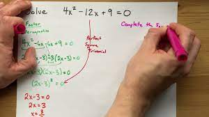 Solve 4x^2-12x+9=0 (Factoring Example) - YouTube
