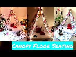 d i y canopy floor seating with a saree