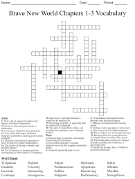 Brave New World Chapters 1-3 Vocabulary Crossword - WordMint