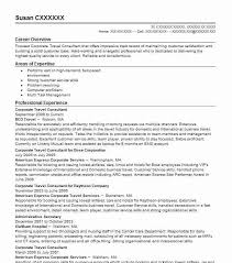 corporate travel consultant resume sle