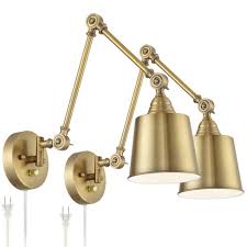 Great savings & free delivery / collection on many items. 360 Lighting Modern Swing Arm Wall Lamps Set Of 2 Antique Brass Plug In Light Fixture Adjustable Metal Shade For Bedroom Reading Target