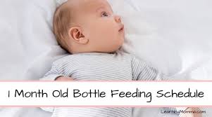 our 1 month old bottle feeding schedule