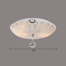 White Glass Dome Flush Mount 2 3 5 Lights Vintage Style Ceiling Lighting With Clear Crystal Decoration For Bedroom Takeluckhome Com
