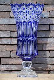 Blue Vase Bohemian Crystal Hand Cut