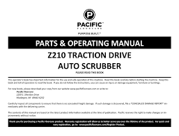 pacific z210 parts operating manual