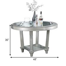 Dining Table Crystal Accents Silver