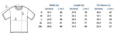 Sizing Chart Warlord Europe