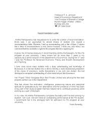 recommendation letter for student from