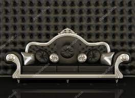 Classic Leather Sofa With A Silver