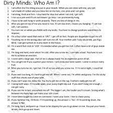 The dirtier a mind you have, the worse you will be at playing dirty minds because all of the answers are clean! Kitty Party Written Game In English Dirty Minds