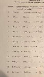Solved Chemistry 110 Worksheet