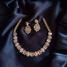 rose gold plated fl necklace set