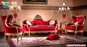 royal red velvet living room sofa set