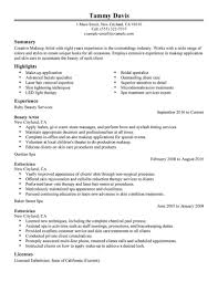 Beauty Artist Resume Sample No Experience Resumes Livecareer