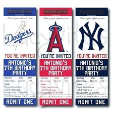 Baseball Ticket Invitation Template Free Birthday