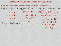 for solving logarithmic equations