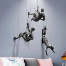 Black Aluminium Climbing Men Sculpture