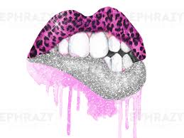 leopard silver glitter pink lips bite
