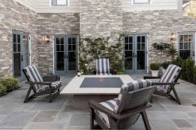 French Doors Opening To Slate Patio