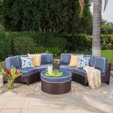 Noble House Brown 6 Piece Wicker Patio
