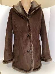 Jones New York Faux Fur Brown Coat Size