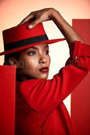 fashion and aesthetic woman in red suit
