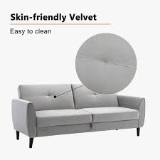 81 5 In Gray Velvet Modern Convertible Folding Futon Sofa Bed With Storage Box For Compact Living Space Apartment