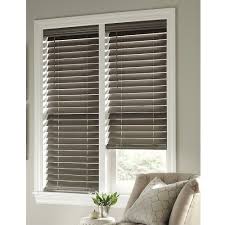 Faux wood blinds are generally available in a range of different colours, slat sizes and finishes. Home Decorators Collection 48 Inch X 48 Inch Cordless 2 5 Inch Faux Wood Slat Blind In Gre The Home Depot Canada