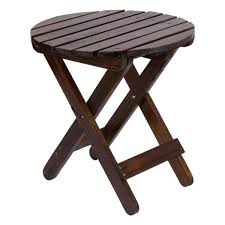 Round Wood Outdoor Side Folding Table