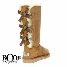 Ugg Bailey Bow Tall Chestnut Triplet Sheepskin Boots Size Youth 5 Fit Womens 7