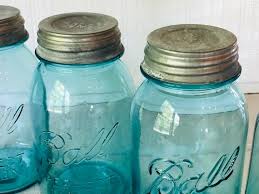 Vintage Ball Jar Blue Rustic Canning