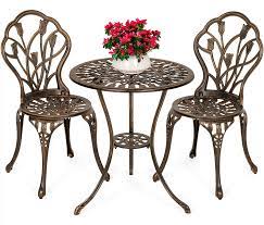 Maybe you would like to learn more about one of these? Buy Best Choice Products 3 Piece Outdoor Rust Resistant Cast Aluminum Patio Bistro Set W Tulip Design Antique Finish Copper Online In Indonesia B00jpk53eo