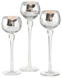3 piece silver baby long stem candle