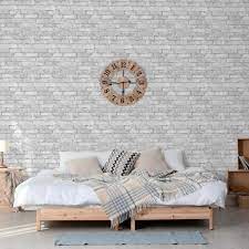 White And Silver Brick Effect Wallpaper