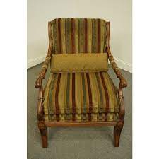 Pair ethan allen french louis xv style floral fauteuils with throw pillows. Late 20th Century Vintage Ethan Allen Italian Provincial Striped Upholstered Arm Chair Chairish