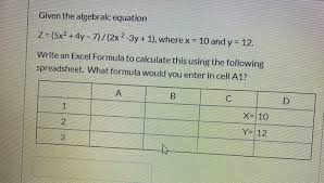 Solved Given The Algebraic Equation Z