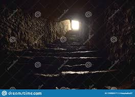 Light In The End Of A Tunnel With Steps Stock Image Image