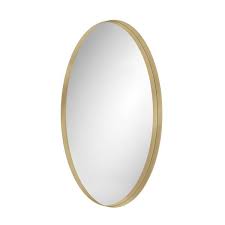 Maocao Hoom 18 In W X 28 In H Oval Gold Metal Frame Wall Decor Big Bathroom Mirror Make Up Vanity Mirror Entryway Mirror