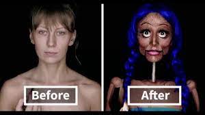 wooden puppet doll makeup illusion