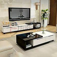 glossy tv cabinet with coffee table