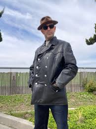 Leather Peacoat Jacket